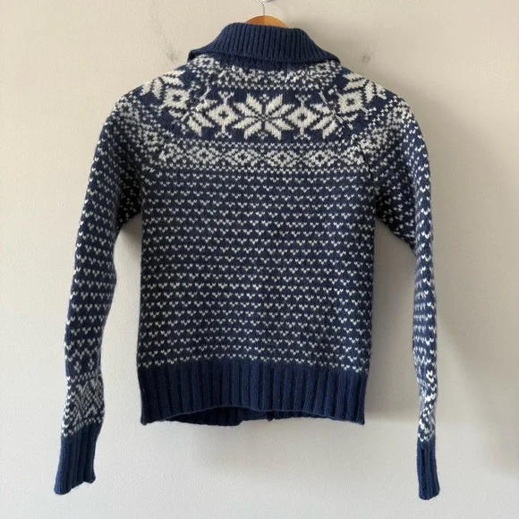 Aerie Lambs Wool Rabbit Hair Y2K Fair Isle Fisherman Cardigan‎ Sweater Medium - Picture 2 of 11